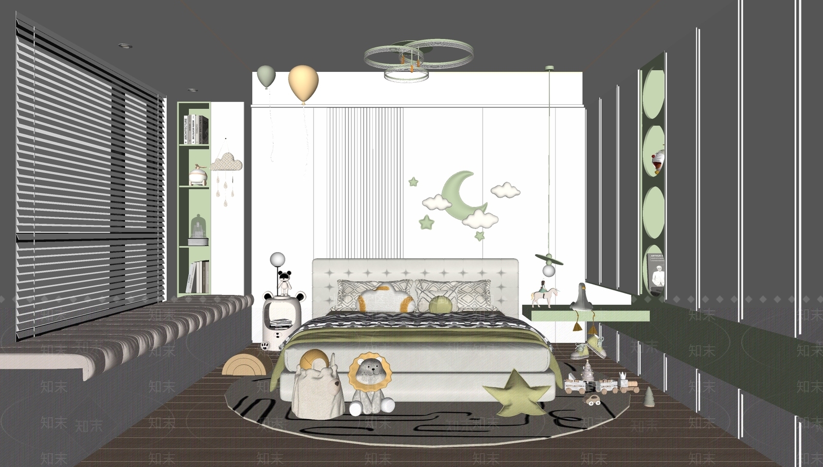 现代儿童房SU模型下载【ID:1141404238】