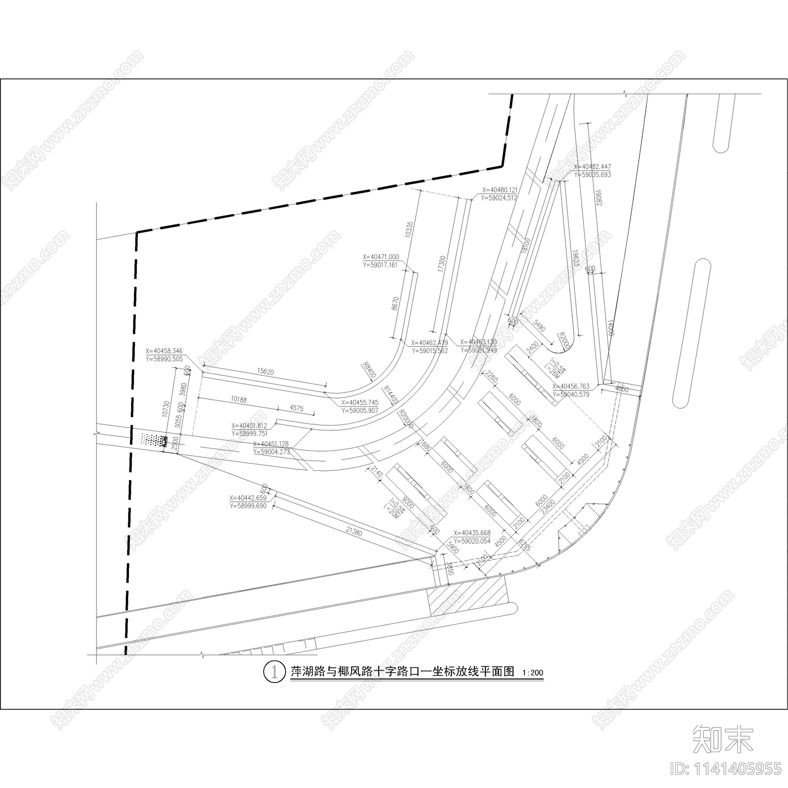 道路交叉口口袋公园详图cad施工图下载【ID:1141405955】