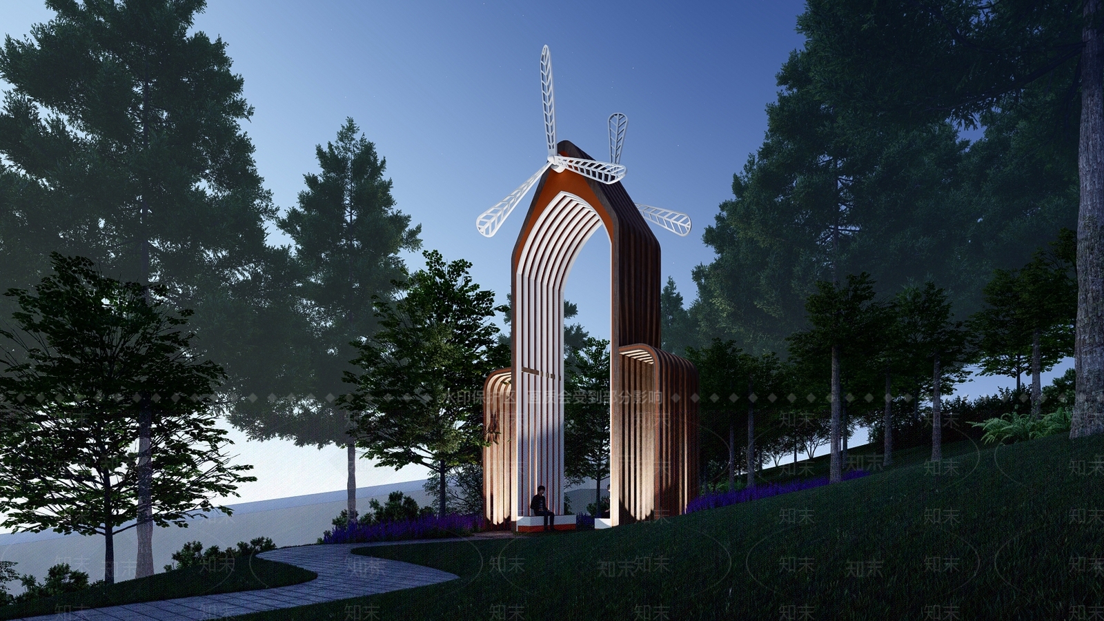 现代花海风车3D模型下载【ID:1142699238】