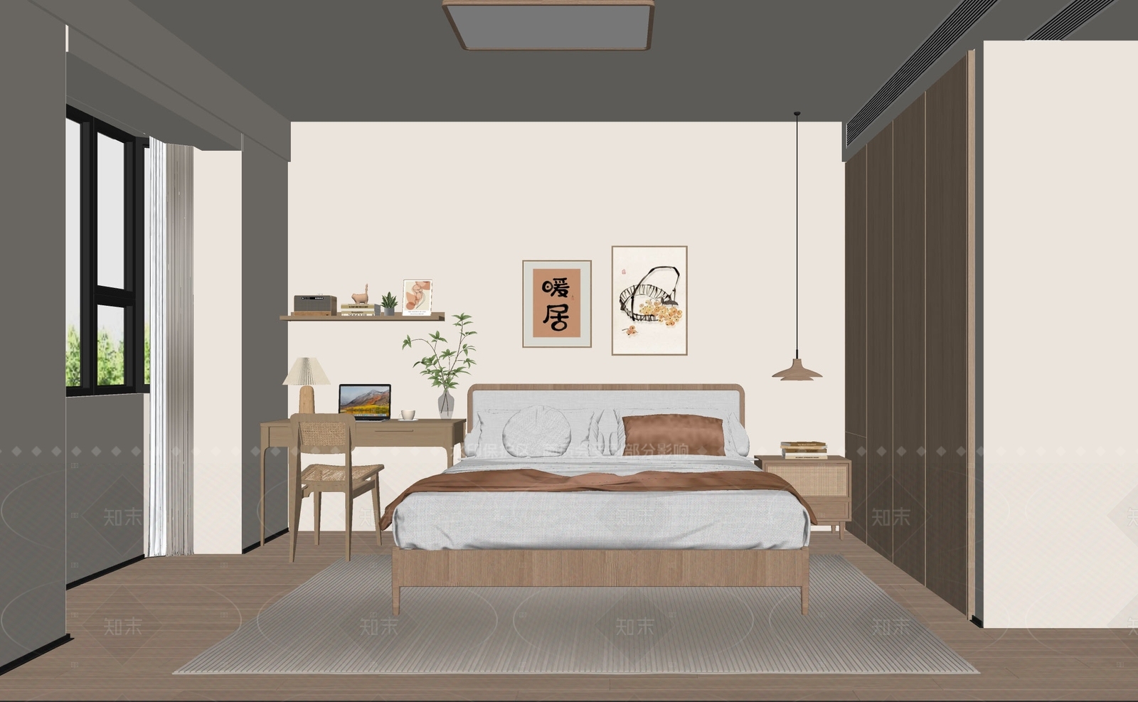 日式家居卧室SU模型下载【ID:1215925518】