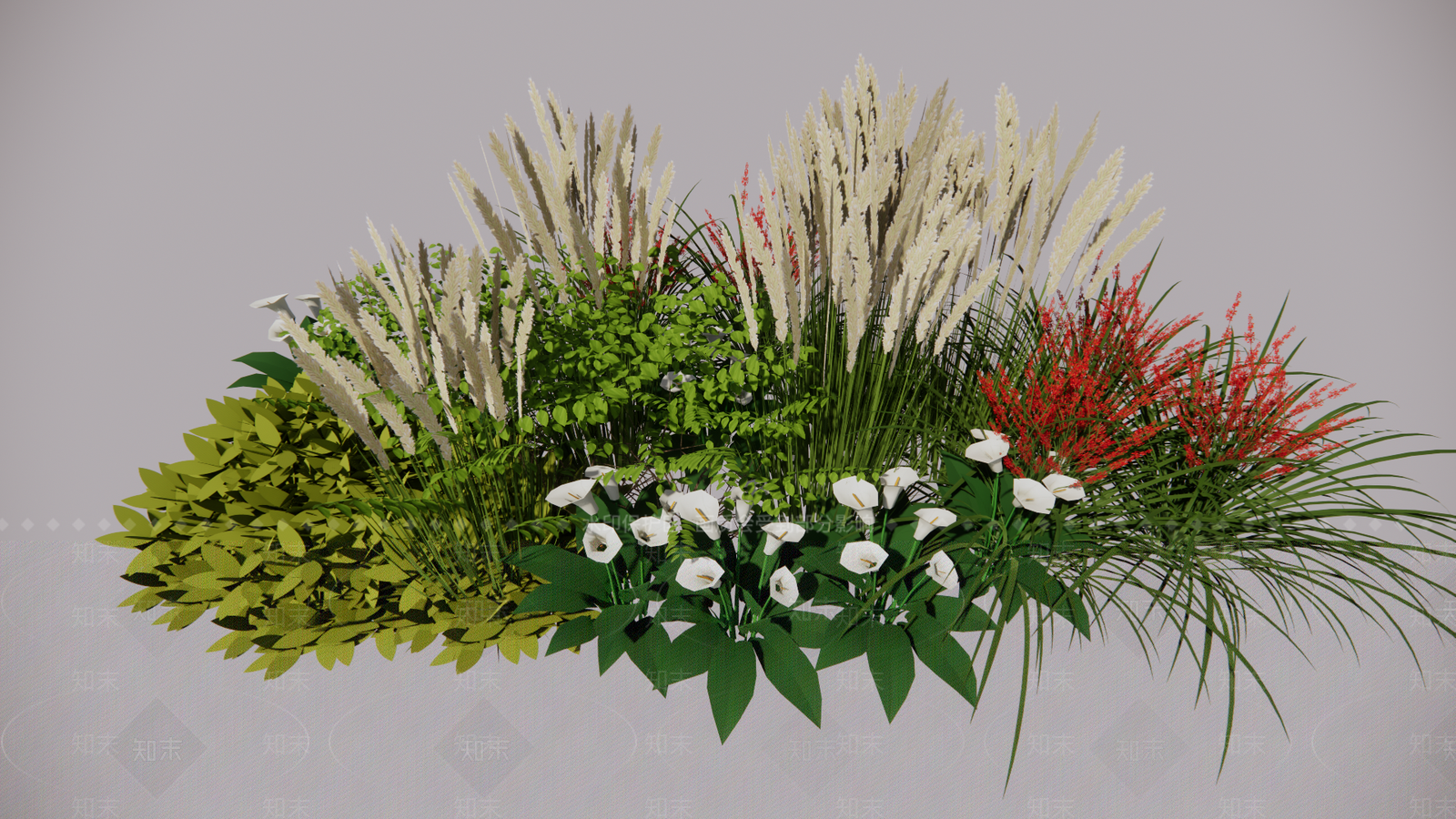 灌木花丛组合SU模型下载【ID:1141410746】