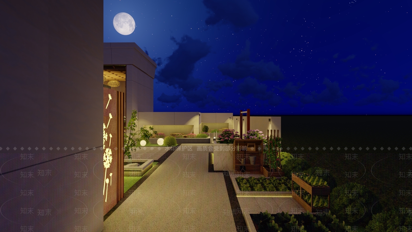 现代屋顶花园SU模型下载【ID:1141411846】