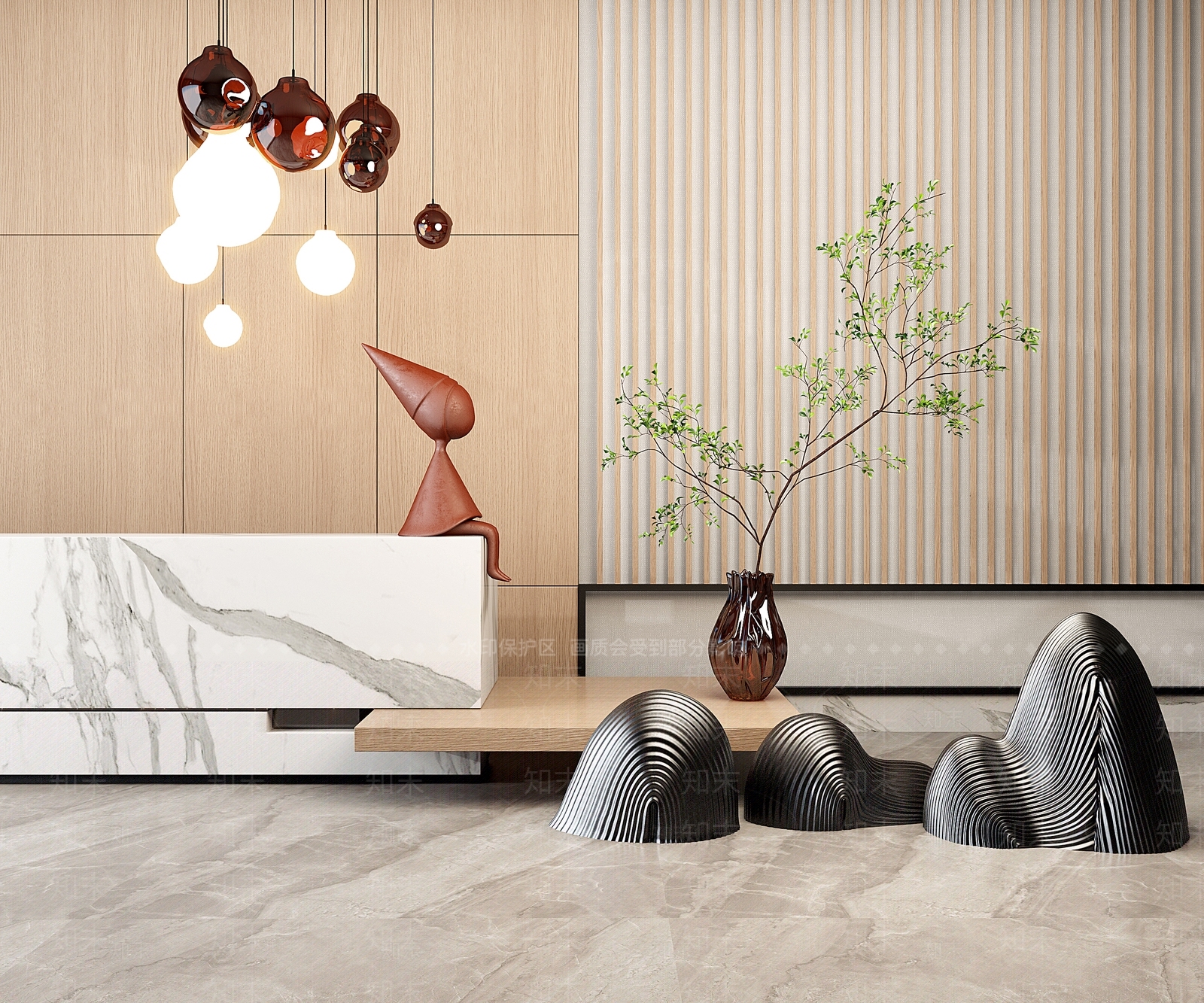 新中式接待台摆件组合3D模型下载【ID:1177267453】