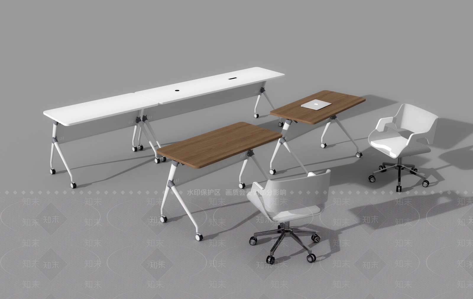 现代办公培训桌椅组合3D模型下载【ID:1141690672】