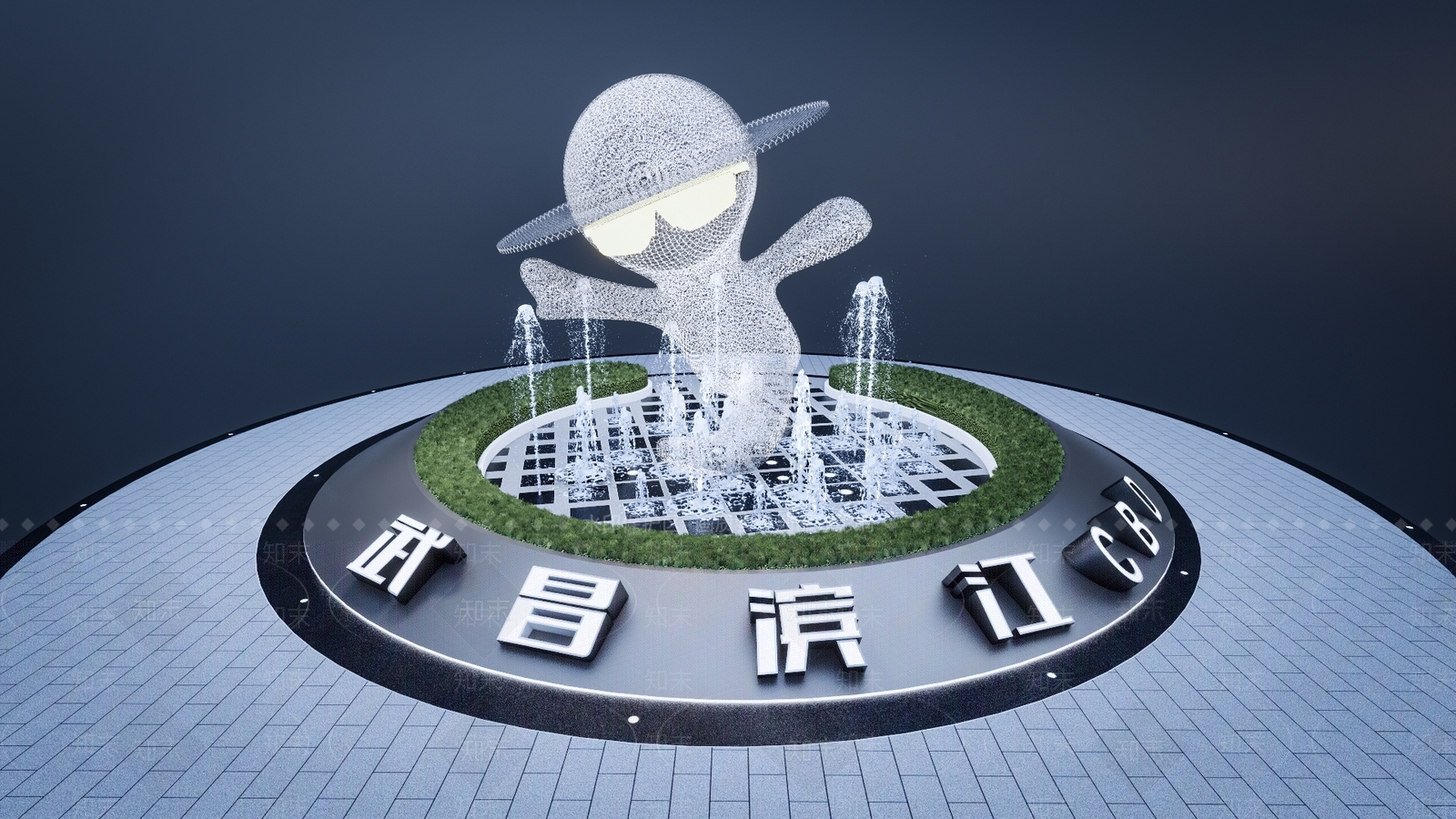 现代水景喷泉景观SU模型下载【ID:1141414660】