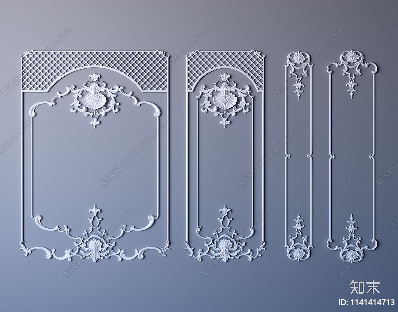 欧式石膏线雕花装饰SU模型下载【ID:1141414713】
