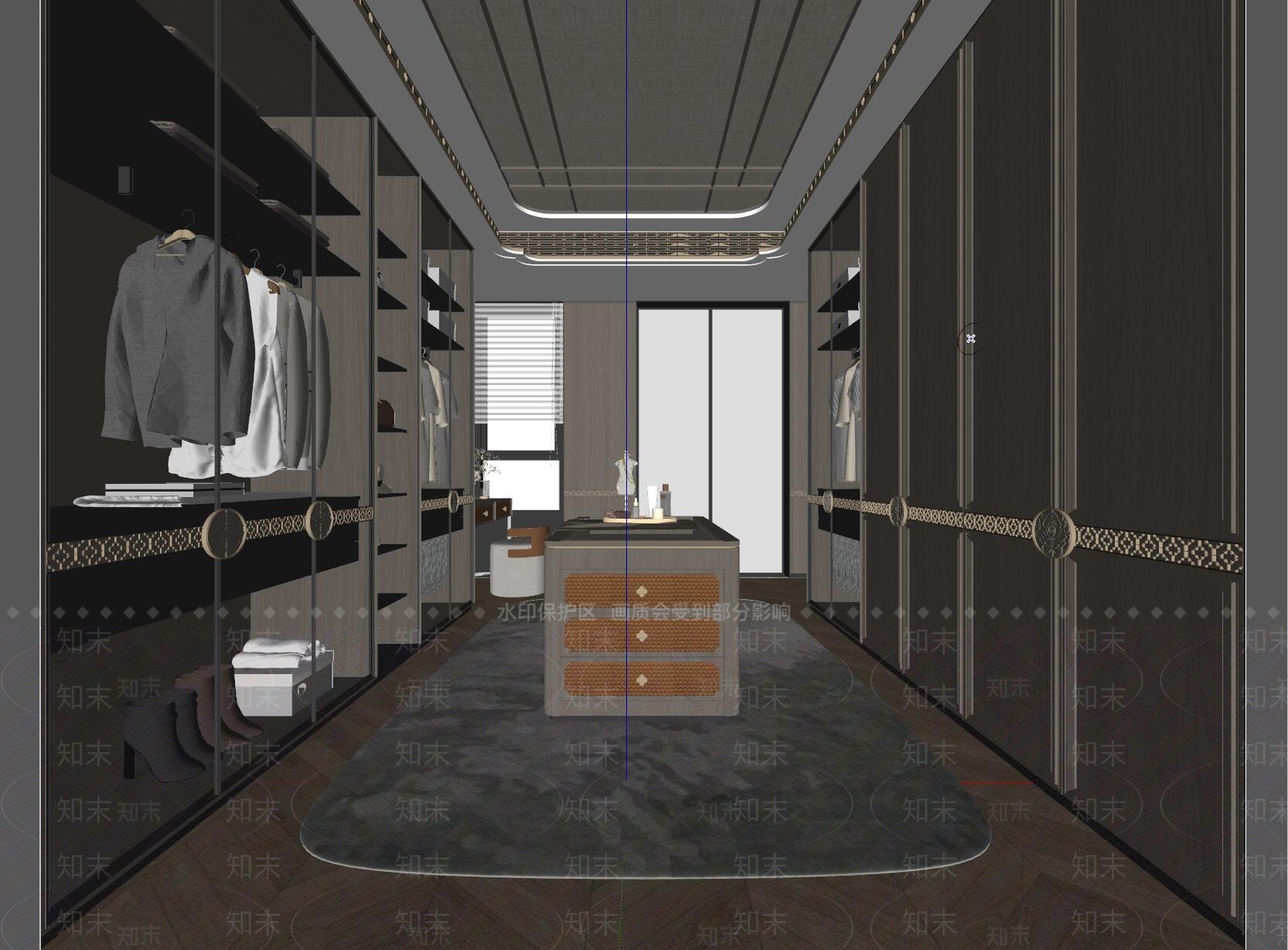 新中式衣帽间SU模型下载【ID:1141414711】