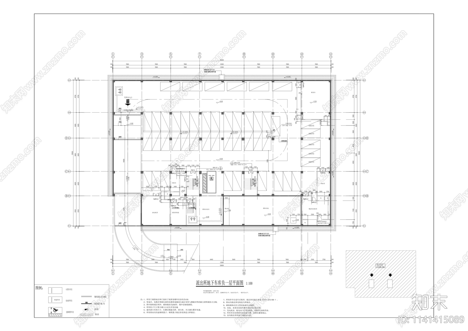 旧县派出所办公建筑cad施工图下载【ID:1141415089】