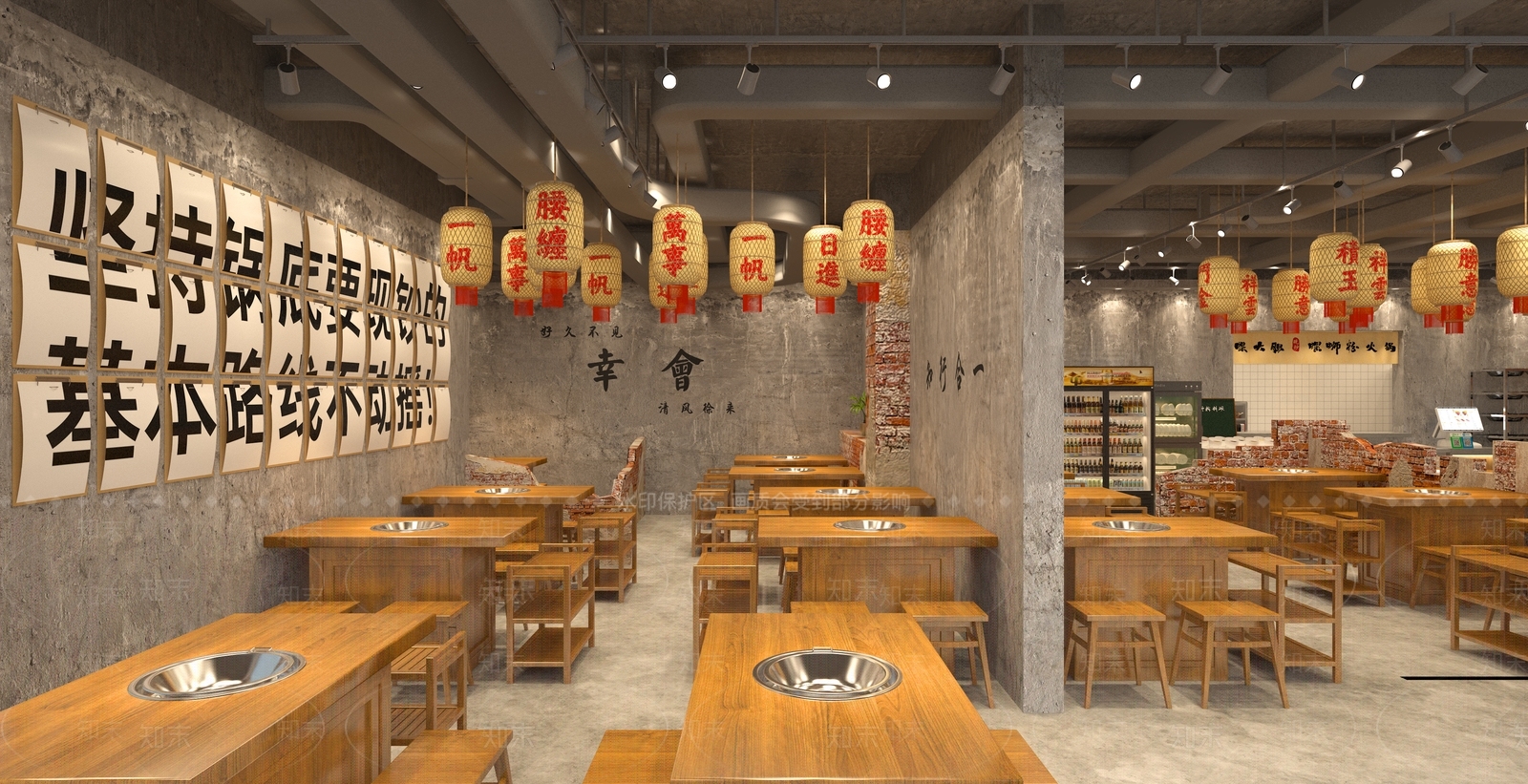 工业风螺蛳粉火锅店3D模型下载【ID:1141423591】