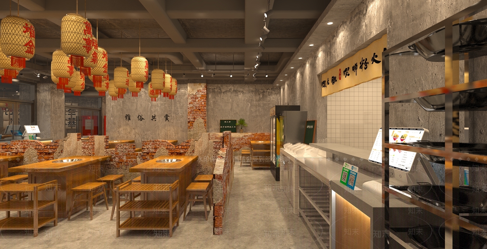 工业风螺蛳粉火锅店3D模型下载【ID:1141423591】