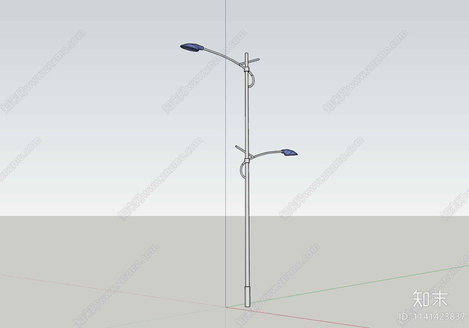 现代简约高杆路灯SU模型下载【ID:1141423837】