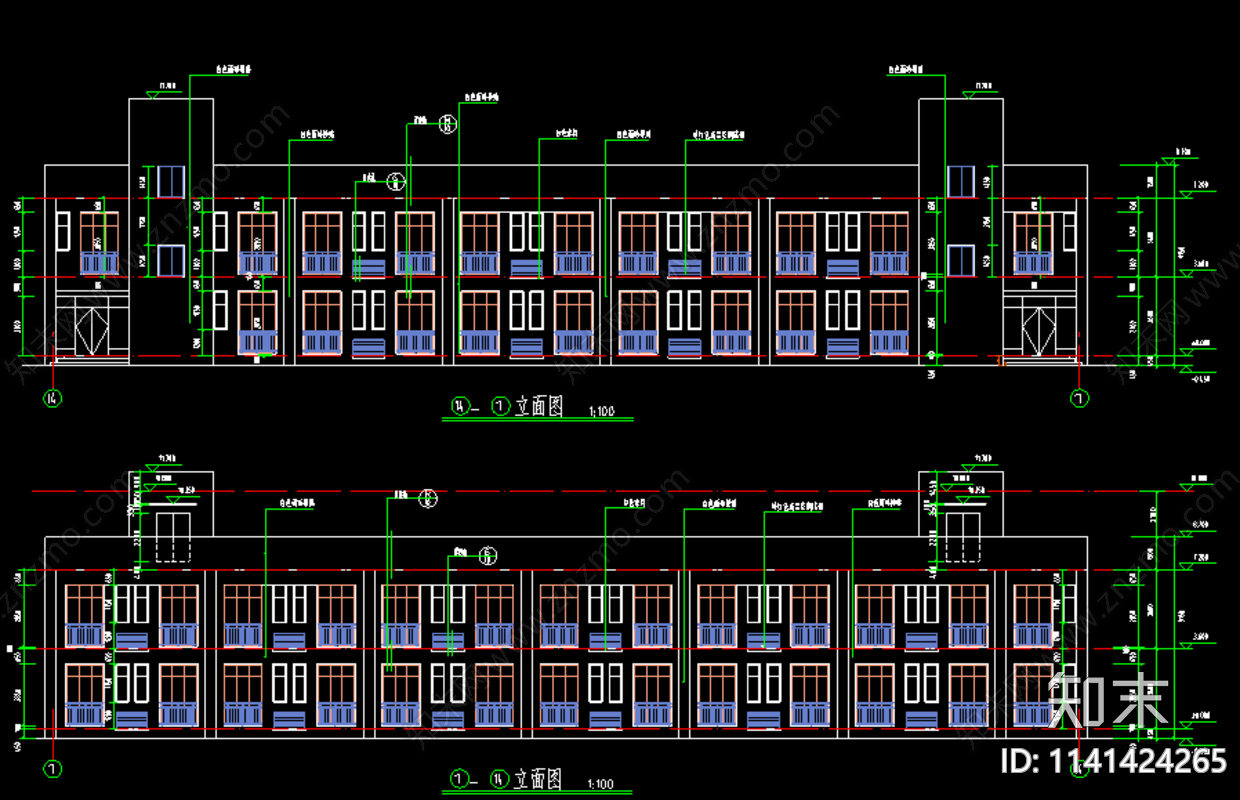 宿舍楼建筑cad施工图下载【ID:1141424265】