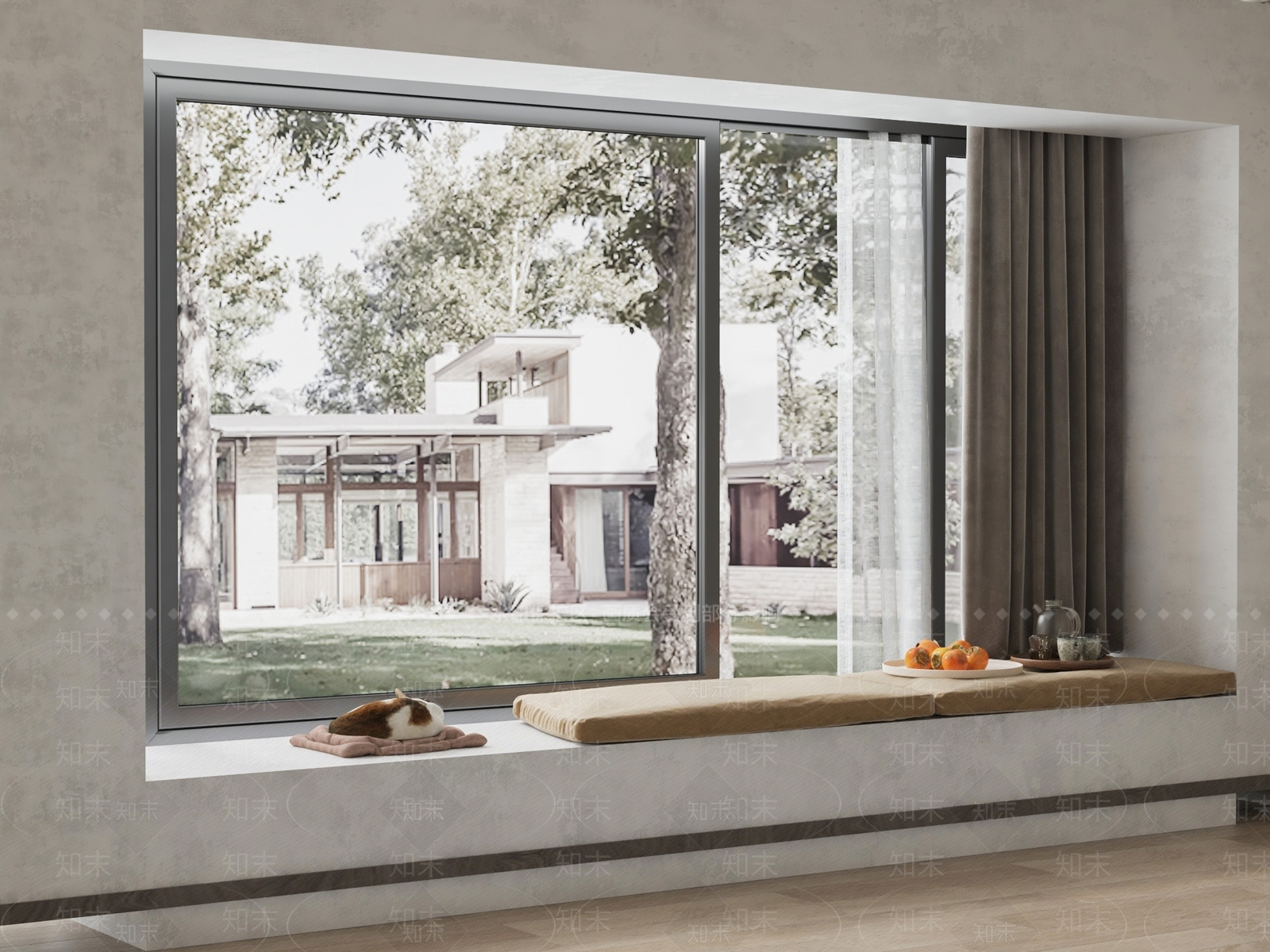 现代榻榻米飘窗3D模型下载【ID:1141424163】