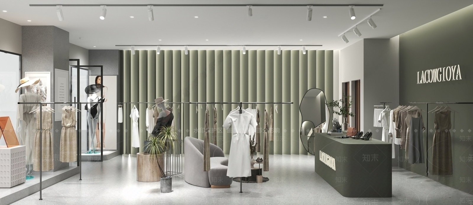 现代服装箱包店SU模型下载【ID:1141426759】