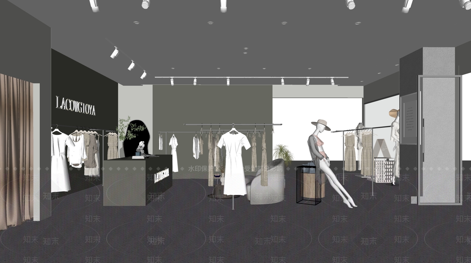 现代服装箱包店SU模型下载【ID:1141426759】
