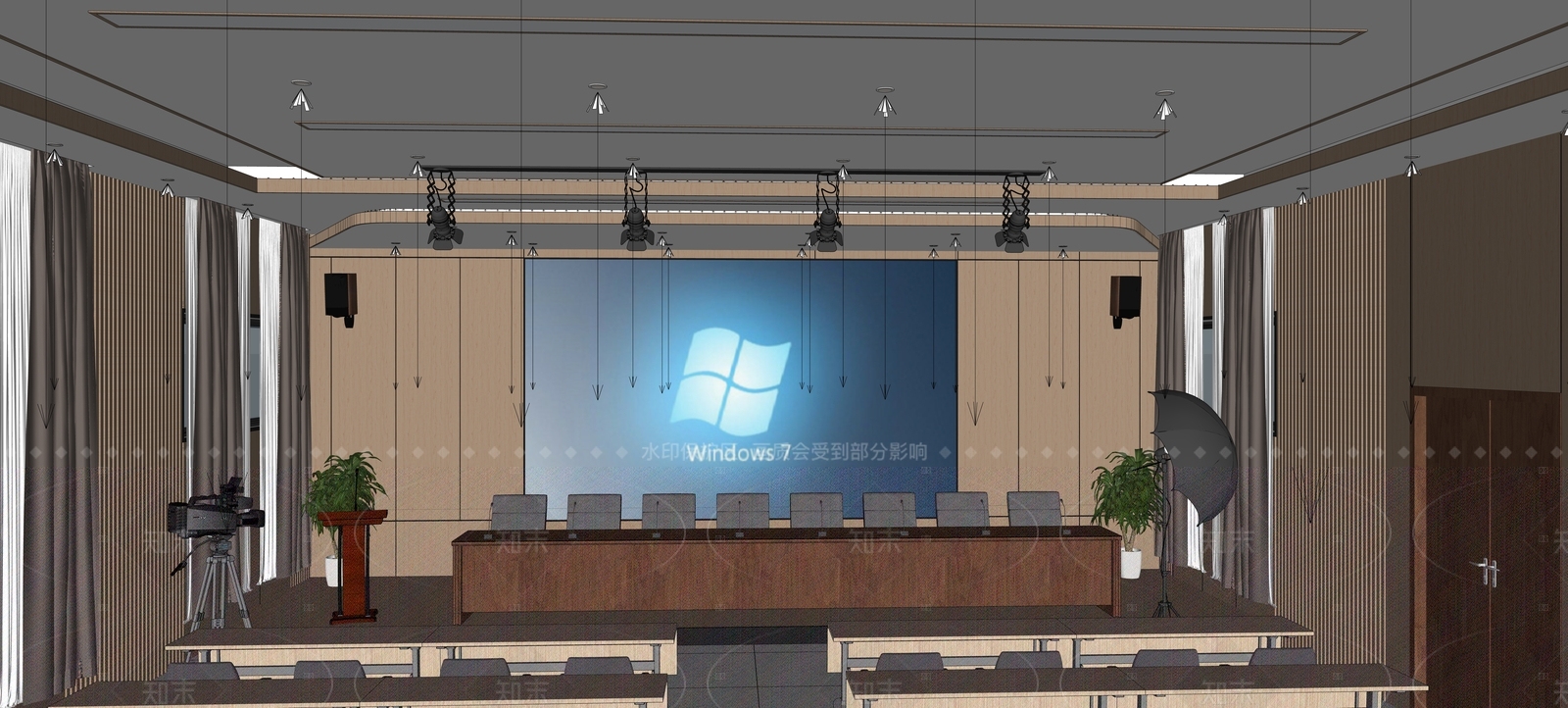 现代职校录播室SU模型下载【ID:1141427267】