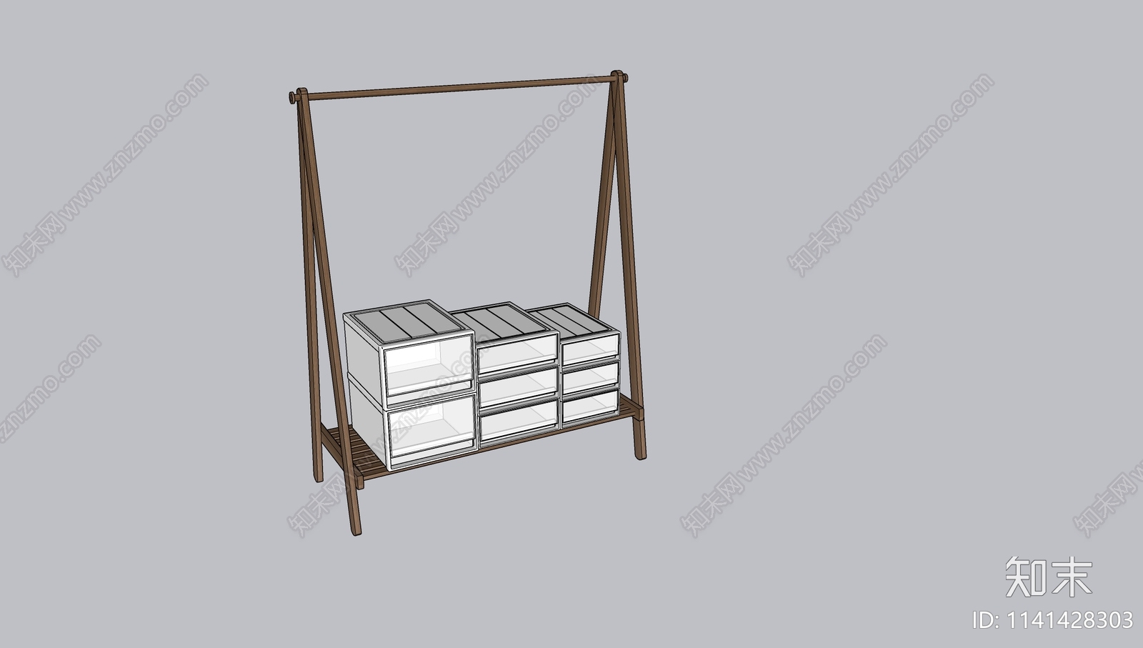 现代简约衣架收纳盒SU模型下载【ID:1141428303】