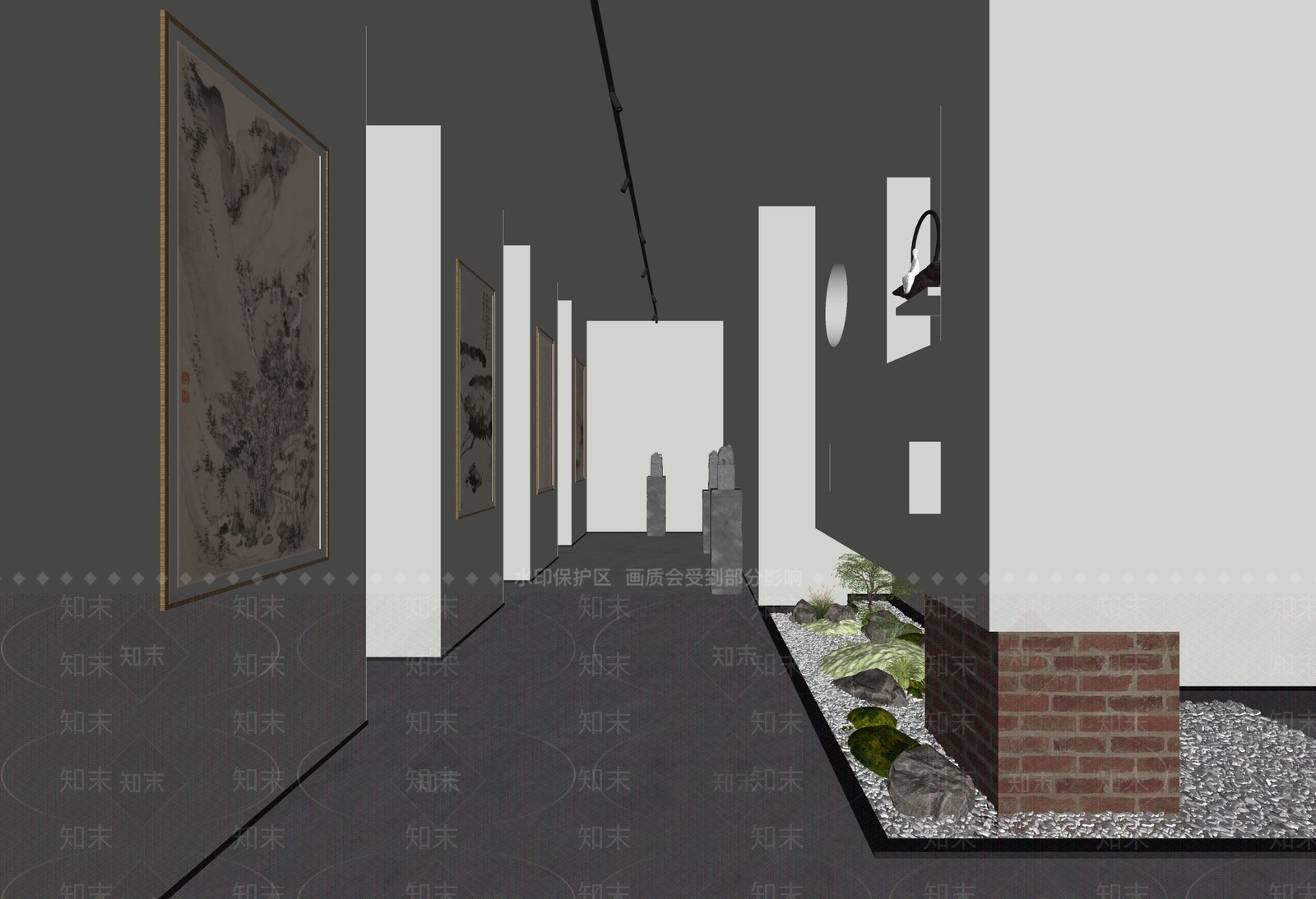 现代画廊展厅SU模型下载【ID:1141429664】