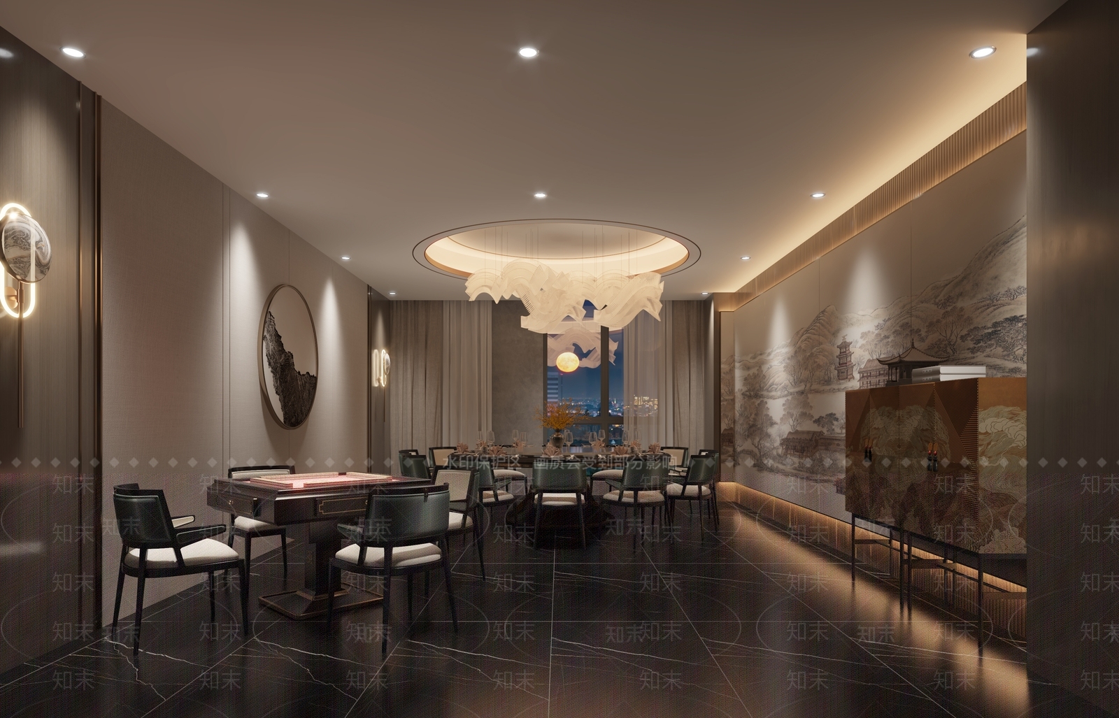 新中式自助餐厅3D模型下载【ID:1213922831】