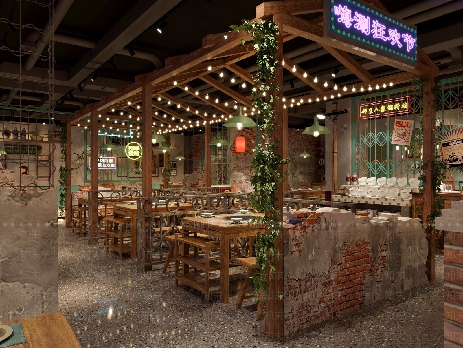 新中式火锅店SU模型下载【ID:1141429332】