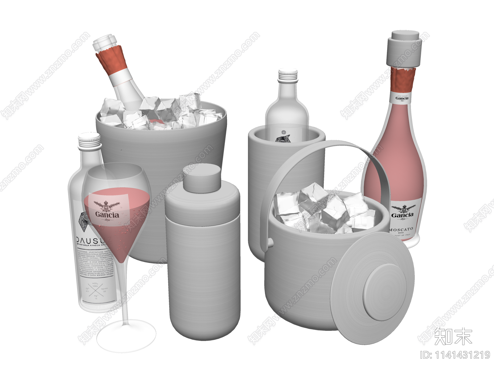 酒具组合SU模型下载【ID:1141431219】