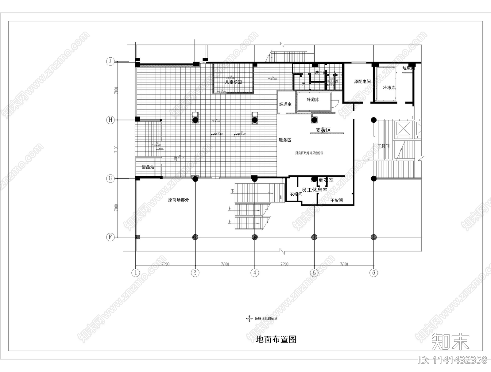 大型西式餐厅室内装修cad施工图下载【ID:1141432358】