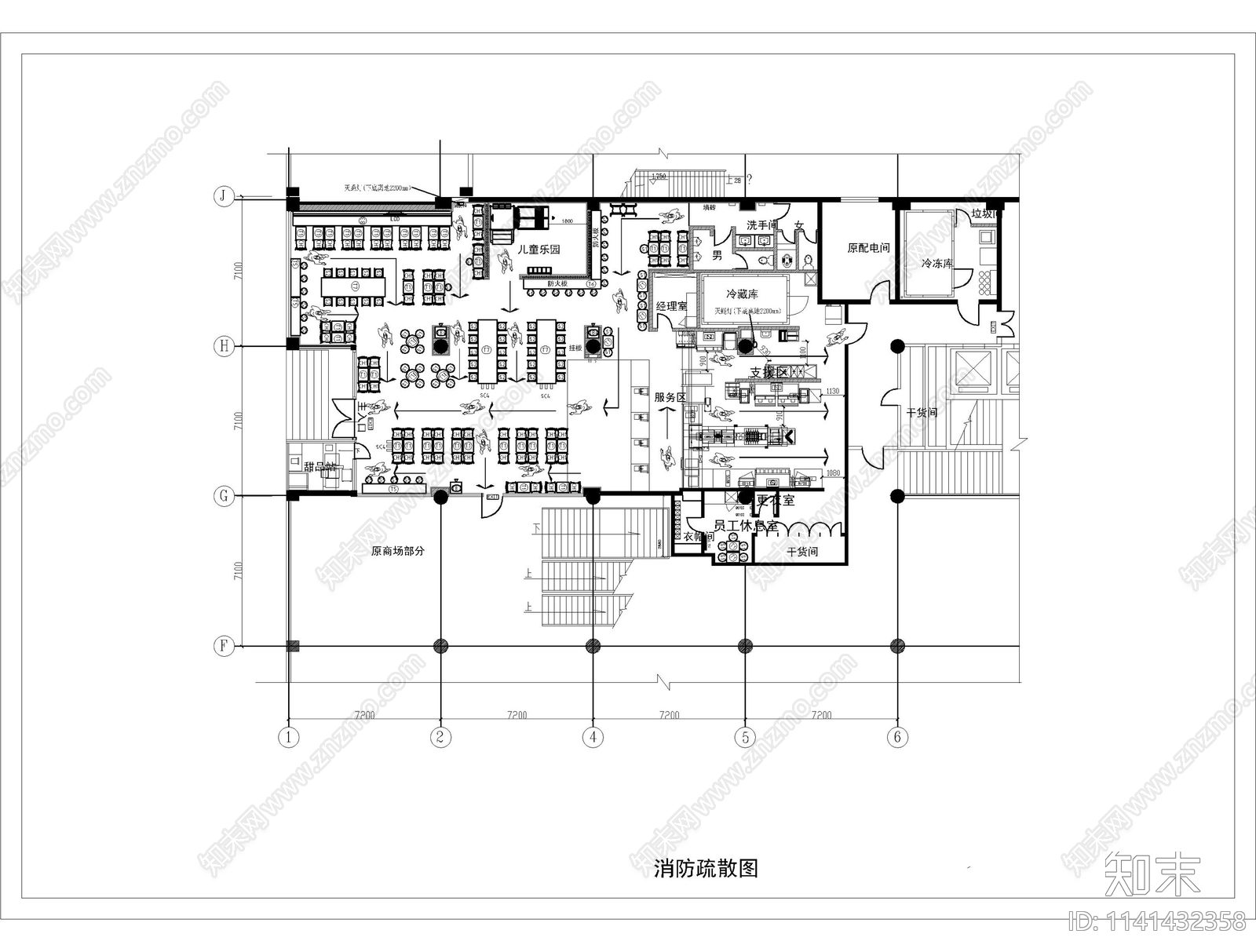 大型西式餐厅室内装修cad施工图下载【ID:1141432358】