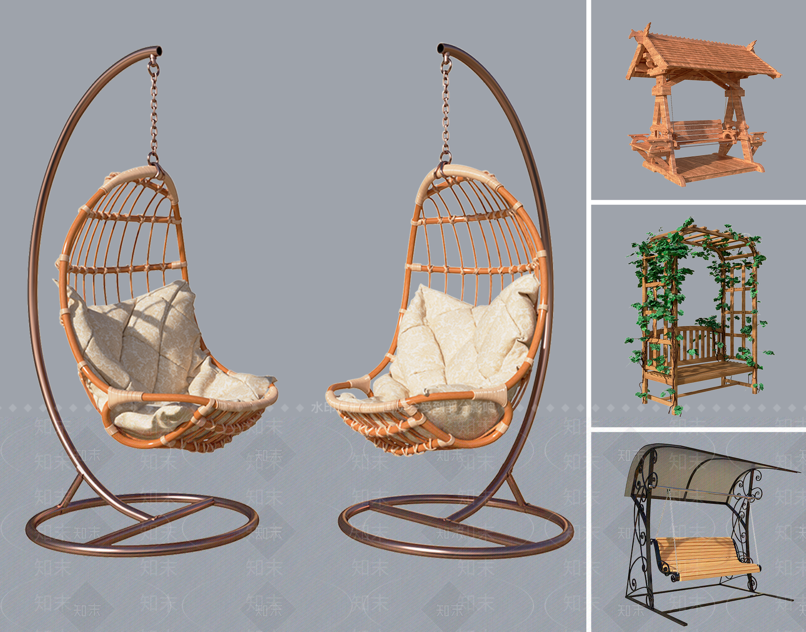北欧吊椅秋千SU模型下载【ID:1141437325】