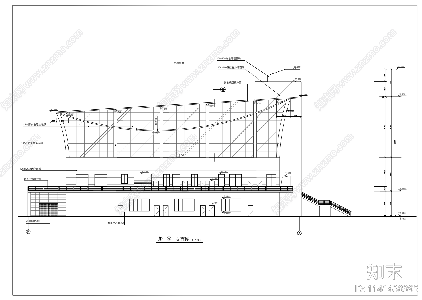 2层体育馆建筑cad施工图下载【ID:1141438395】