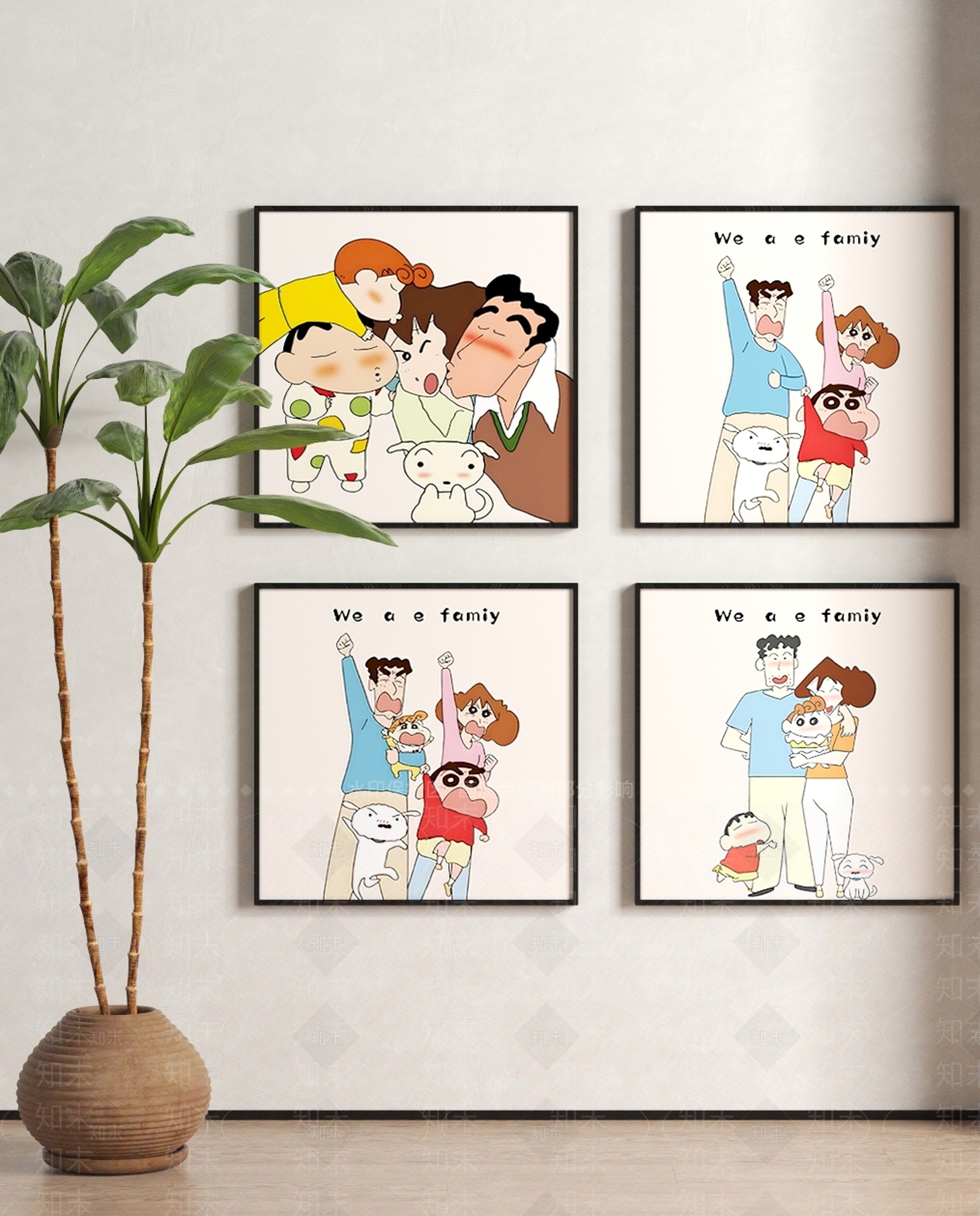 现代儿童卡通蜡笔小新装饰画3D模型下载【ID:1141441270】