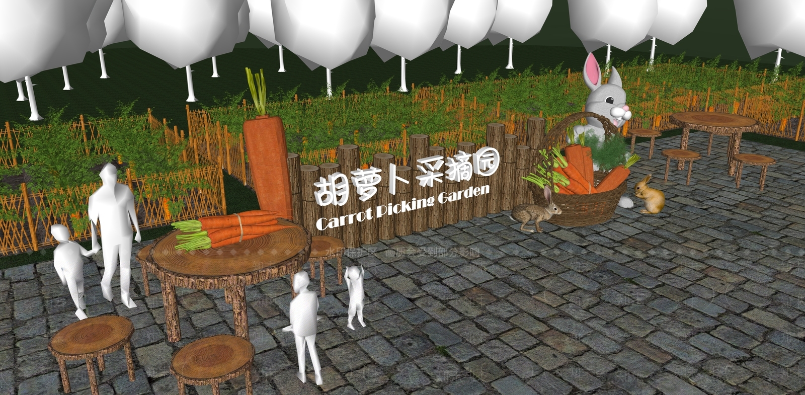 现代乡村庭院菜园SU模型下载【ID:1141443165】