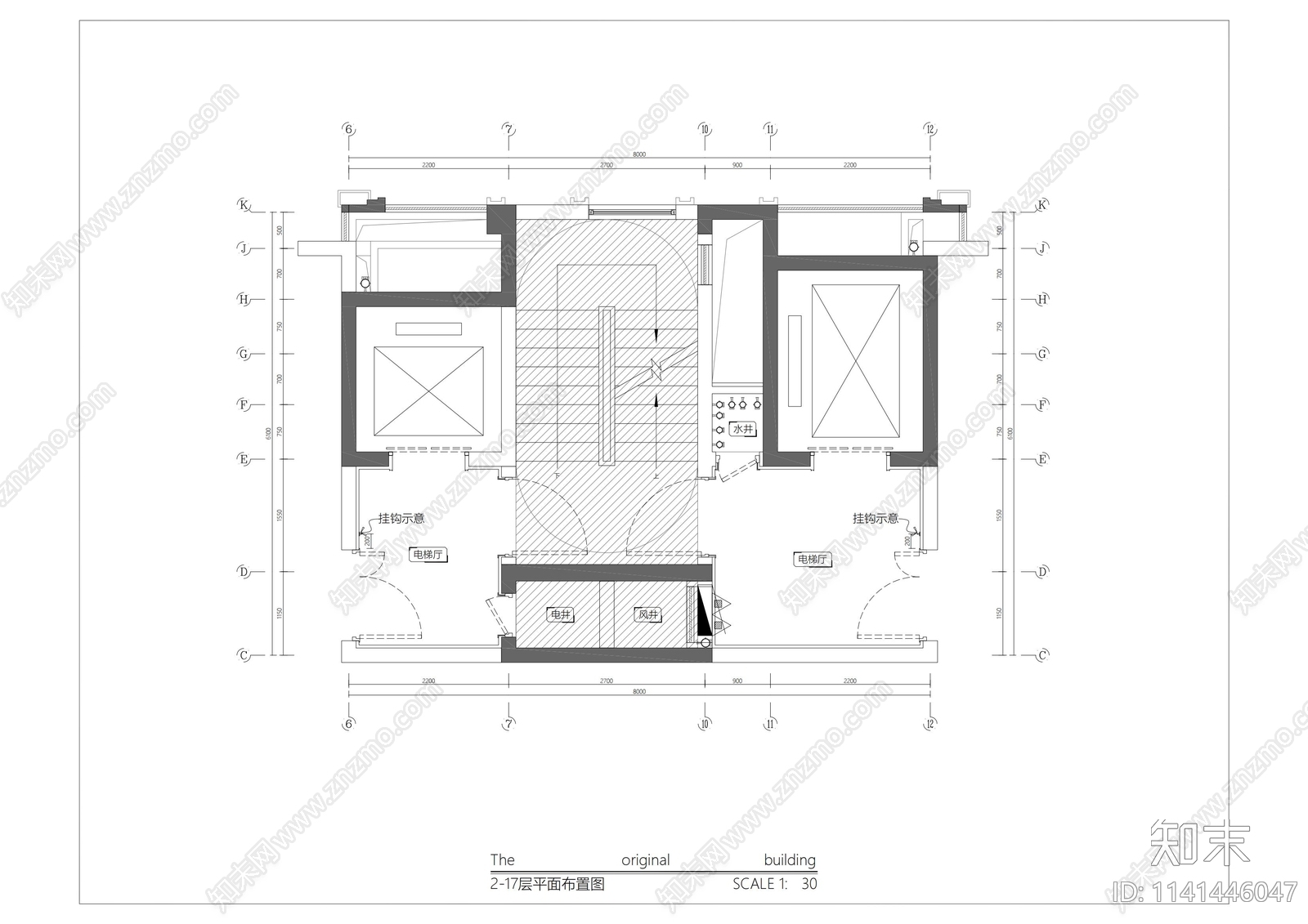 住宅公区大堂室内装修cad施工图下载【ID:1141446047】