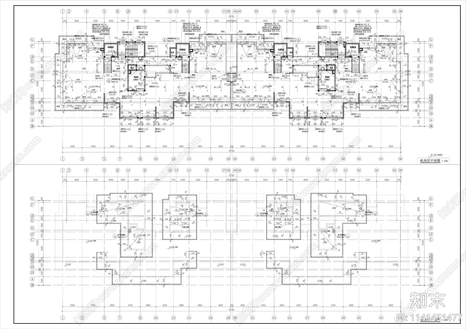 现代高层住宅楼建筑cad施工图下载【ID:1141451477】