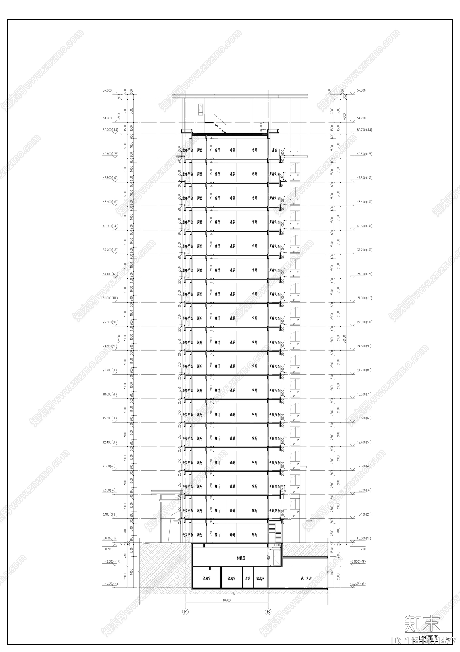 现代高层住宅楼建筑cad施工图下载【ID:1141451477】