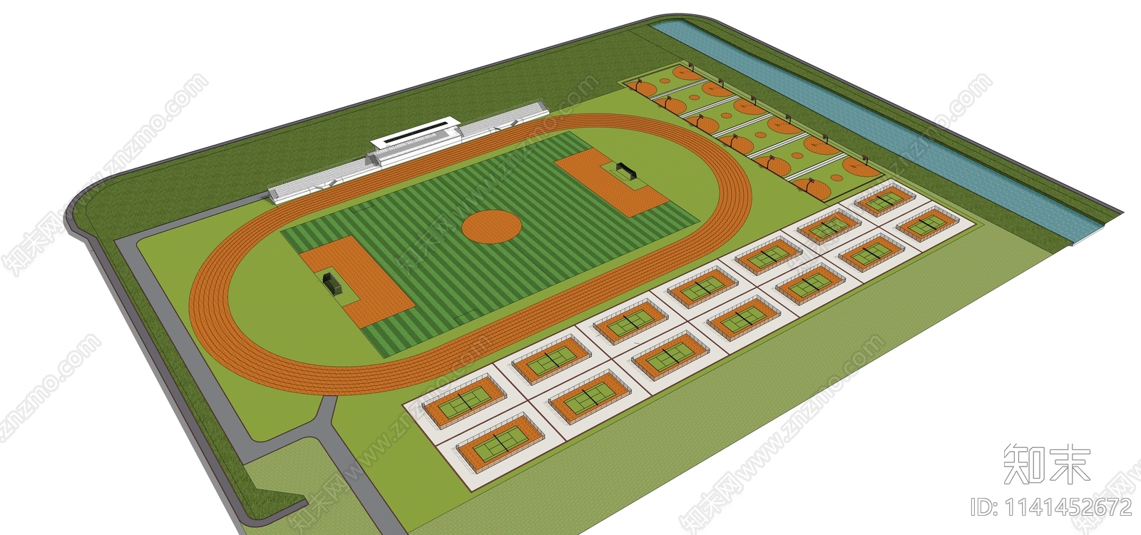 现代学校足球场SU模型下载【ID:1141452672】