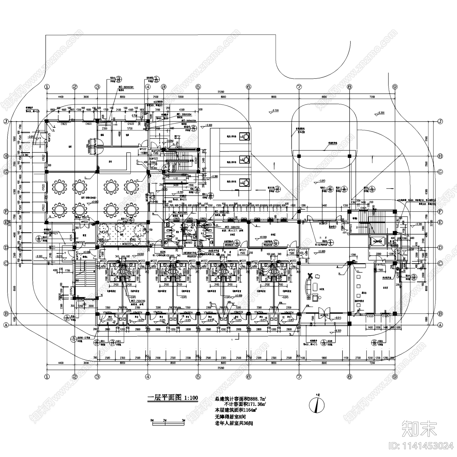 疗养院养老院建筑17套施工图下载【ID:1141453024】