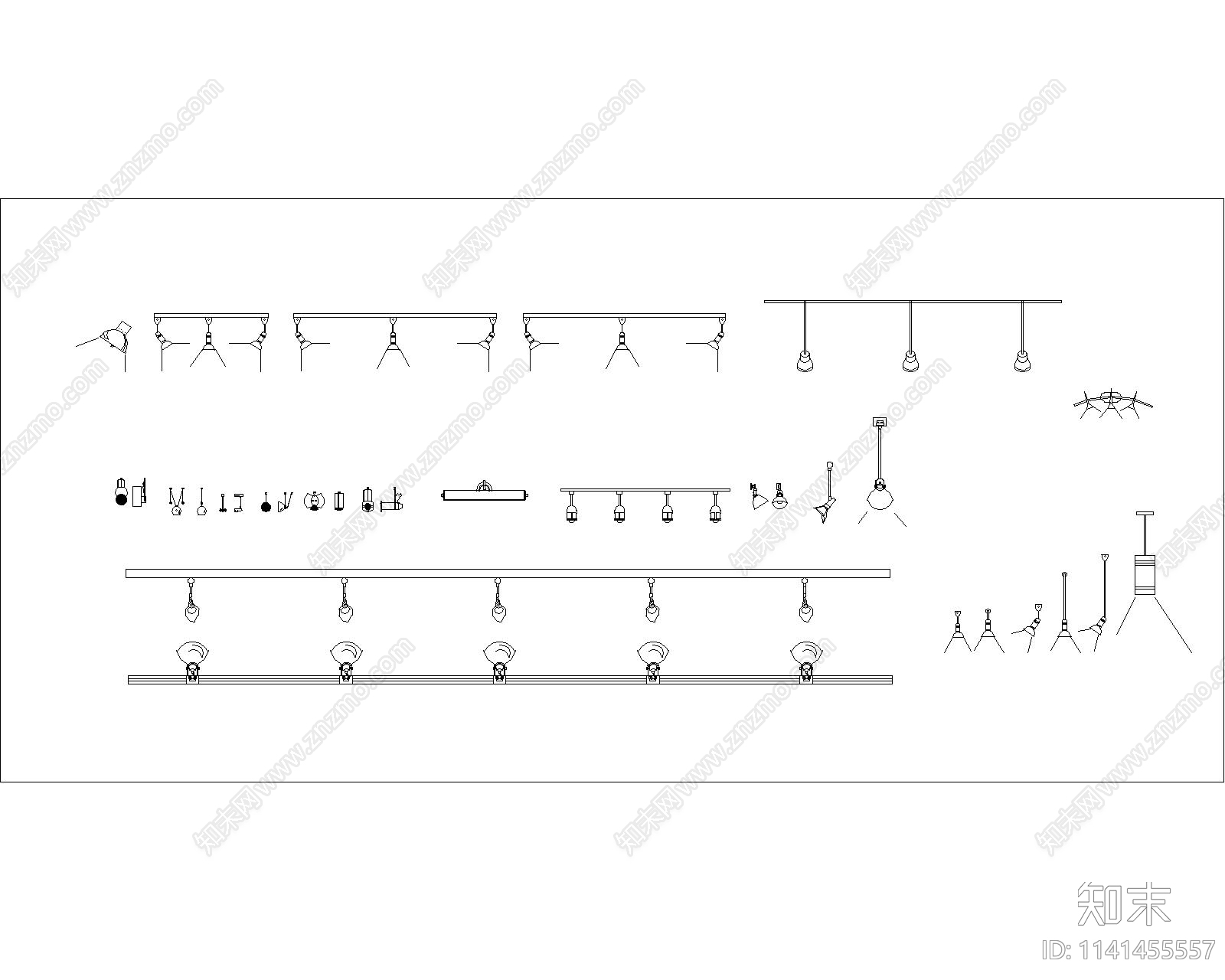 灯具立面cad施工图下载【ID:1141455557】