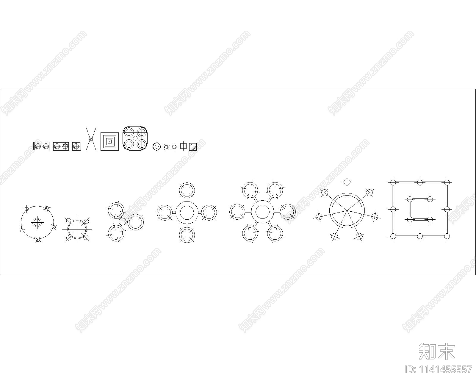 灯具立面cad施工图下载【ID:1141455557】