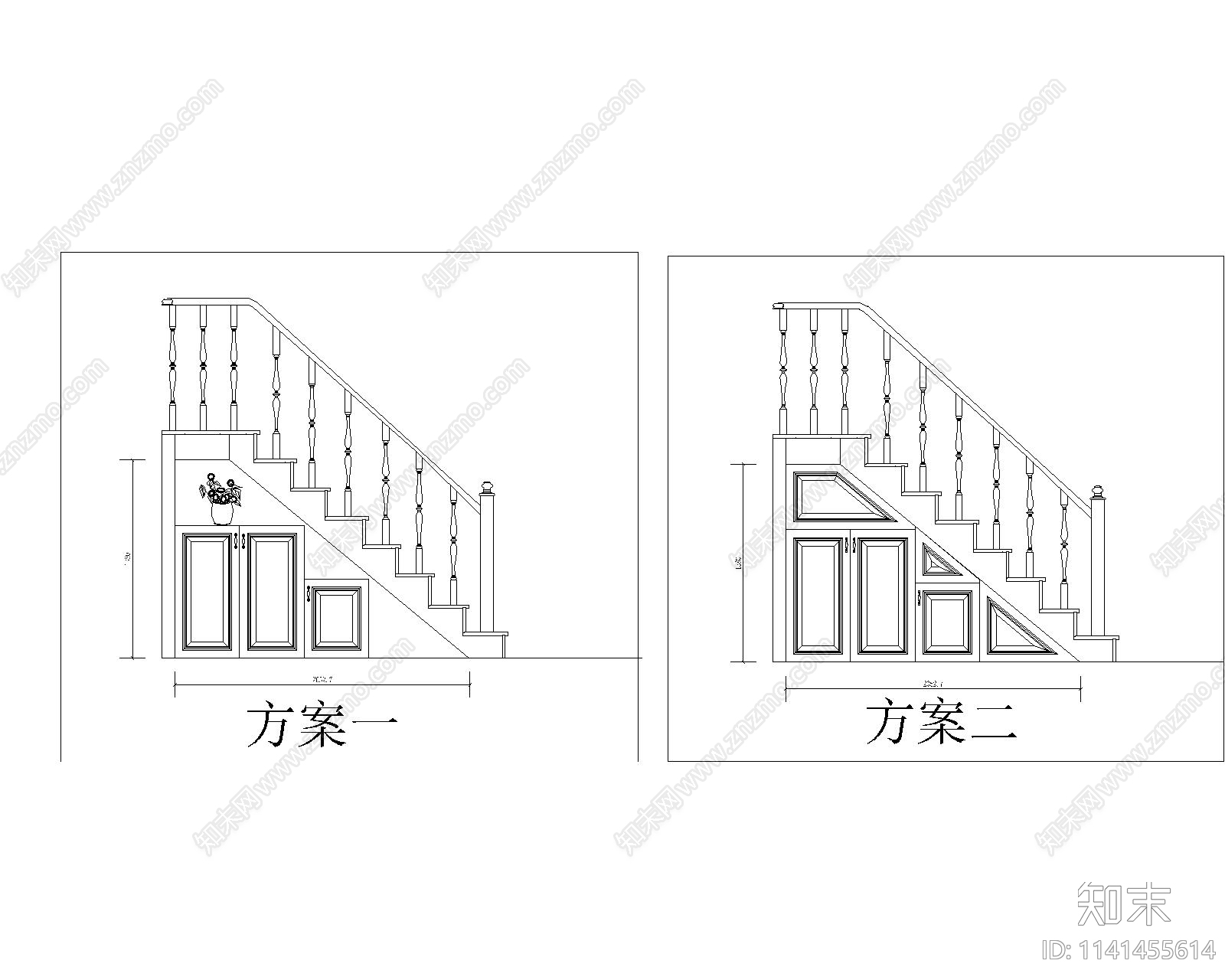 楼梯下柜cad施工图下载【ID:1141455614】
