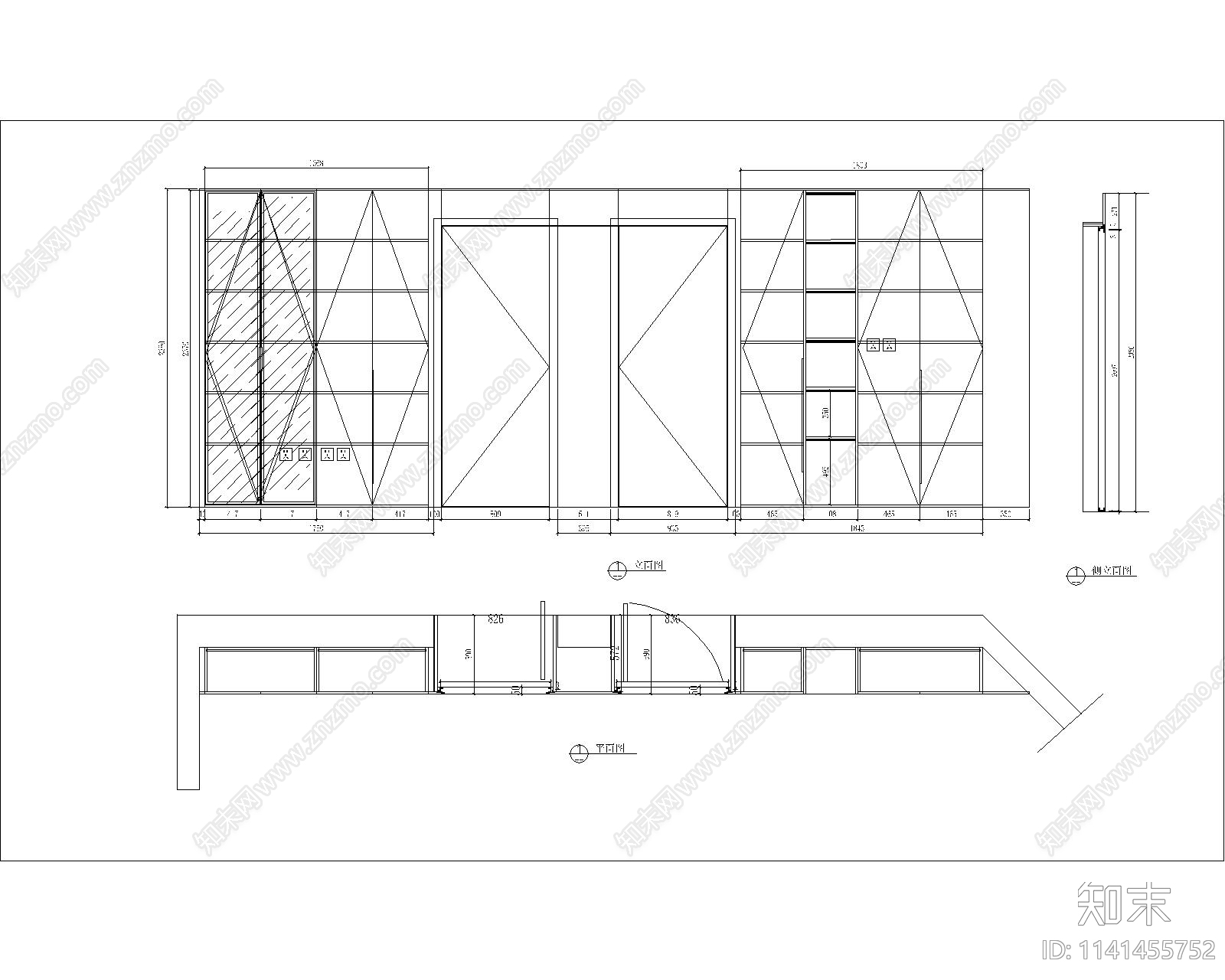 柜体三视图cad施工图下载【ID:1141455752】