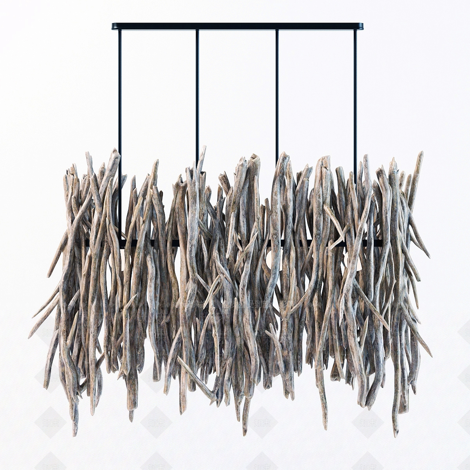 侘寂风根雕吊灯3D模型下载【ID:1141456313】