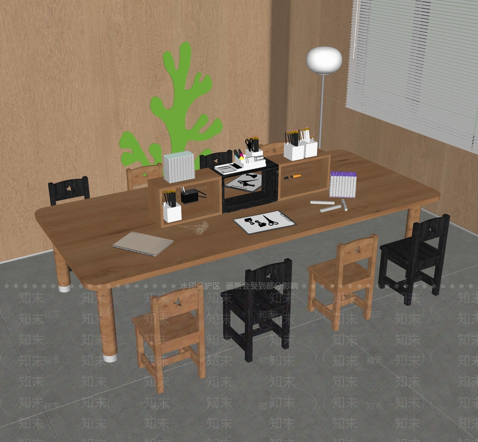 现代儿童桌椅组合SU模型下载【ID:1141458392】