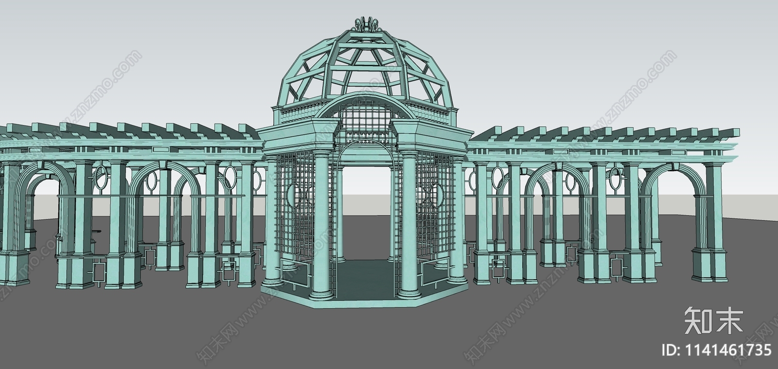 法式亭子花廊SU模型下载【ID:1141461735】