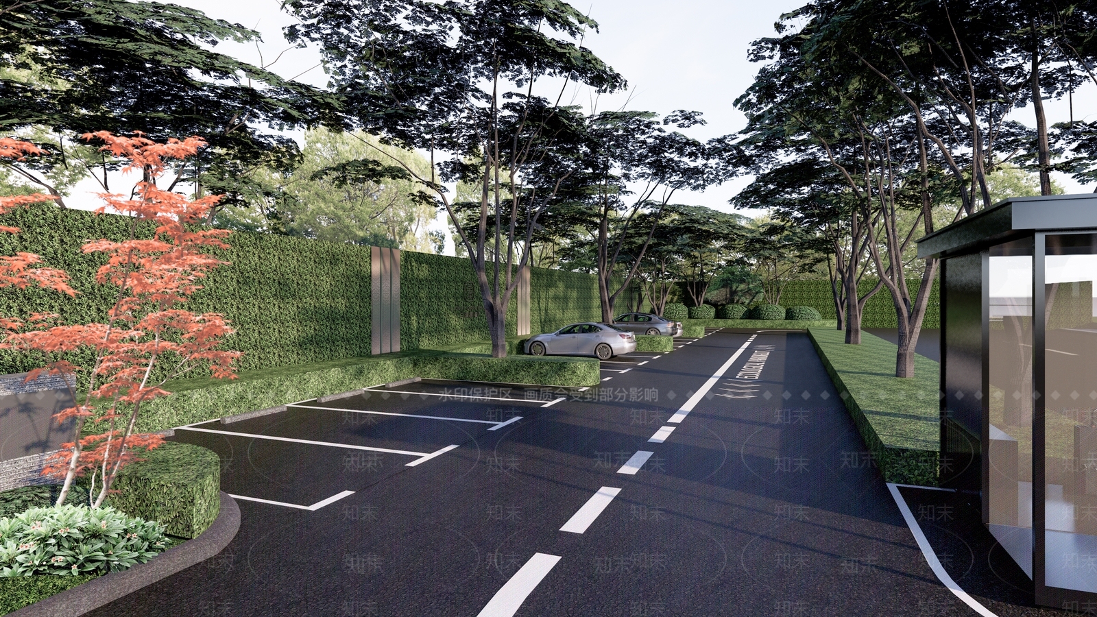 现代户外停车场SU模型下载【ID:1141466493】