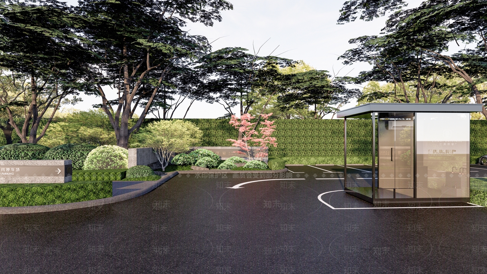 现代户外停车场SU模型下载【ID:1141466493】
