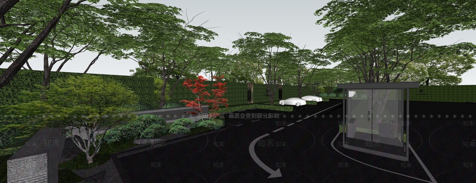 现代户外停车场SU模型下载【ID:1141466493】