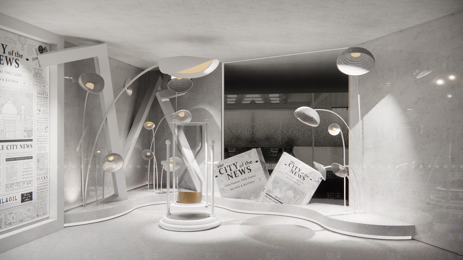 现代室内艺术展厅SU模型下载【ID:1141466300】