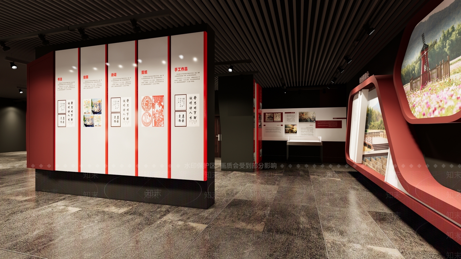 现代党建展厅SU模型下载【ID:1141468393】