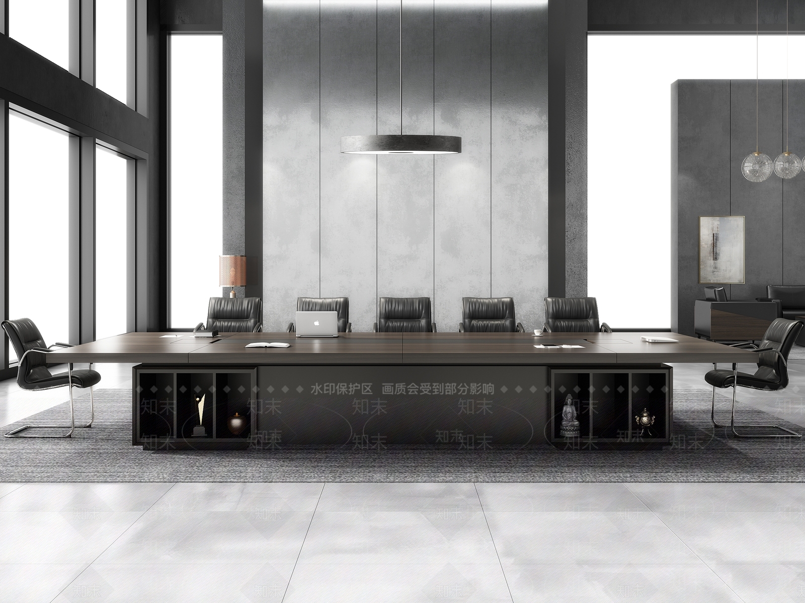 现代板式办公桌椅3D模型下载【ID:1141469567】