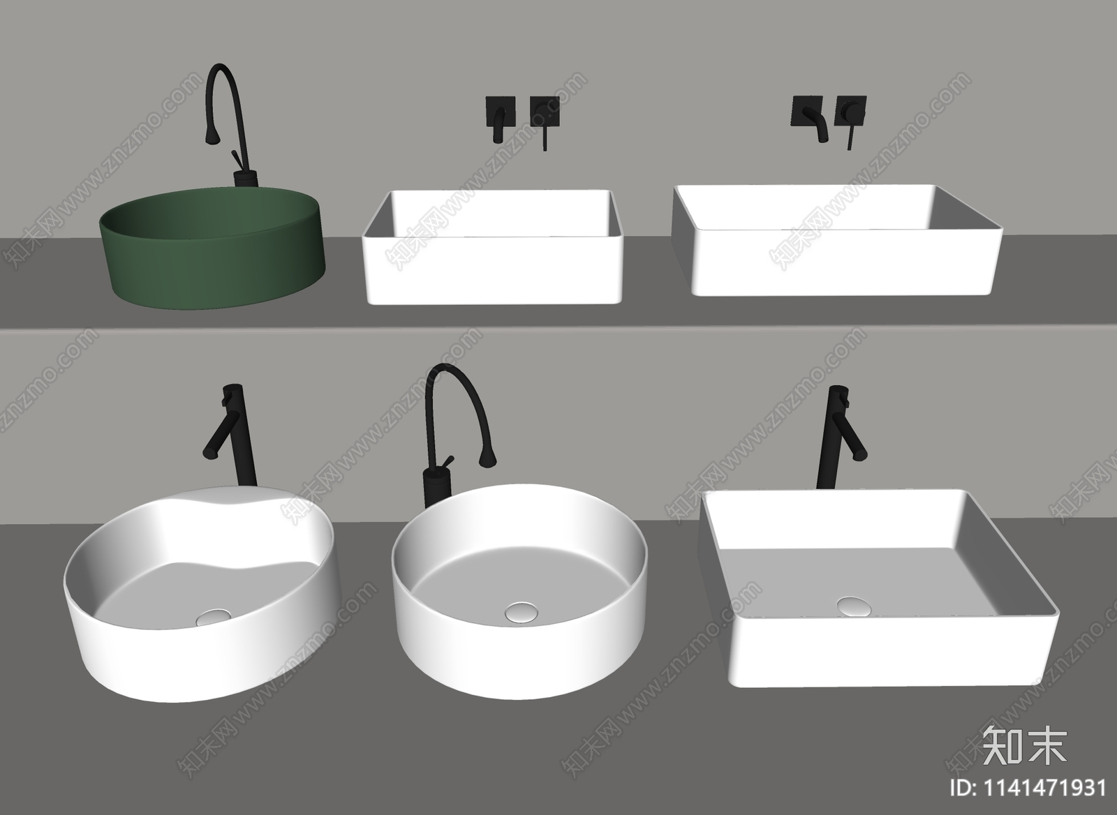 洗手台盆SU模型下载【ID:1141471931】